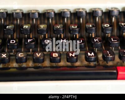 Old Style TypeWriter White and Black Key. Taken from Beijing China, 24th October 2017 Stock Photo