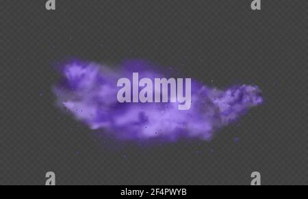 Purple dust. Abstract blurry smoke with purple particles. Violet smoke or dust isolated on transparent background. Abstract mystical gas. Vector Stock Vector