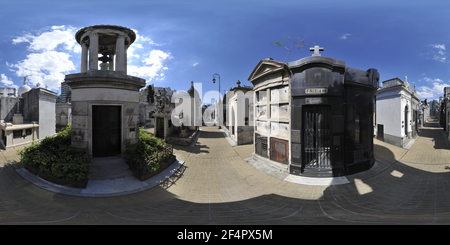 360 degree panoramic view of Recoleta Cemetery view, Buenos Aires