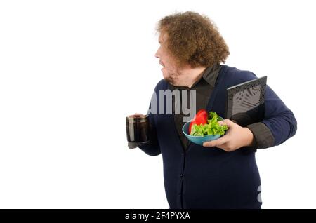 Fat man. Obesity. Problems with excess weight! Stock Photo