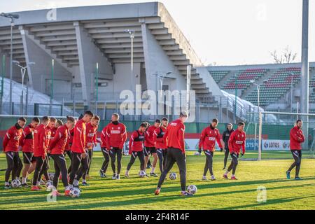 Warsaw, Poland. 22nd Mar, 2021. Players of Poland are seen in action during the first official training session of the Polish national football team in 2021. Credit: SOPA Images Limited/Alamy Live News Stock Photo