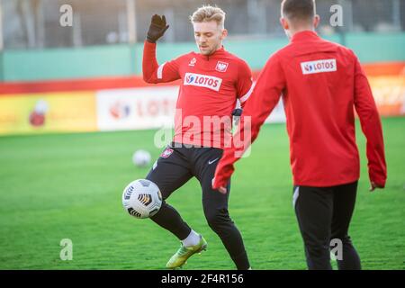 Warsaw, Poland. 22nd Mar, 2021. Kamil Jozwiak of Poland seen in action during the first official training session of the Polish national football team in 2021. Credit: SOPA Images Limited/Alamy Live News Stock Photo