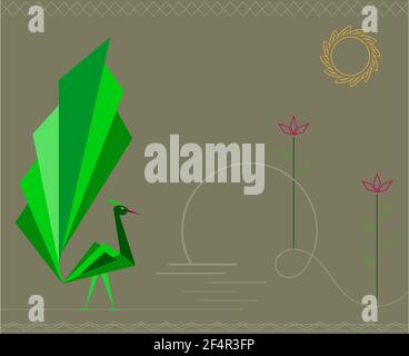 Peacock Artistic Hand Drawn Vector Art Stock Vector