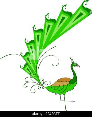 Peacock Artistic Hand Drawn Vector Art Stock Vector