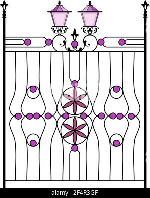 Wrought Iron Gate, Ornamental Design Vector Illustration Stock Vector