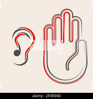 Ear Listen Hand Icon Vector Illustration Stock Vector