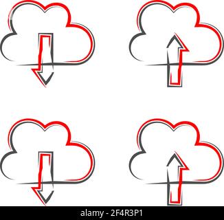 Cloud Icon Download Upload Symbol Vector Illustration Stock Vector