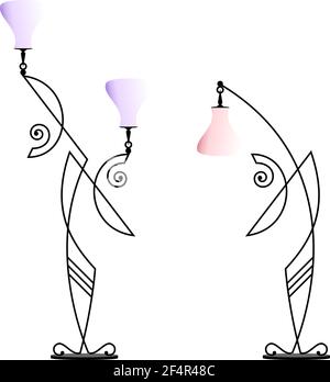 Wrought Iron Table Floor Lamp Vector Illustration Stock Vector