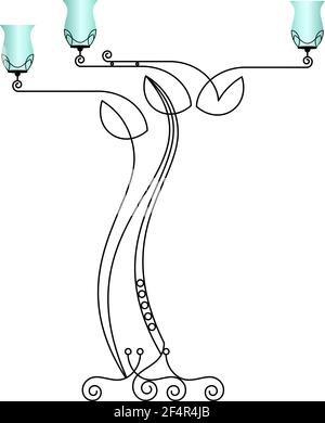 Wrought Iron Table Floor Lamp Vector Illustration Stock Vector