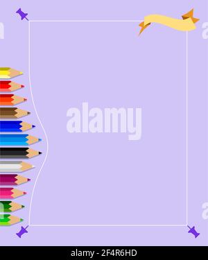 Color Pencils Set with Push Pin Vector Illustration Stock Vector