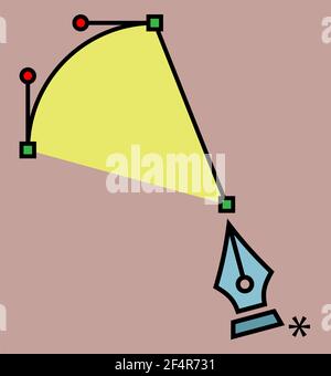 Bezier Curve With Pen Tool Vector Illustration Stock Vector