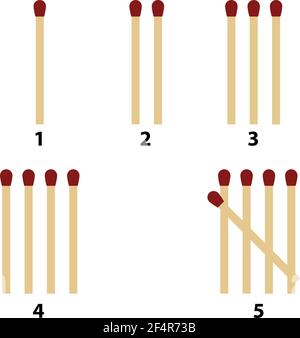 Matchstick Tally Marks, Hash Marks Icon, One to Ten Vector Illustration Stock Vector