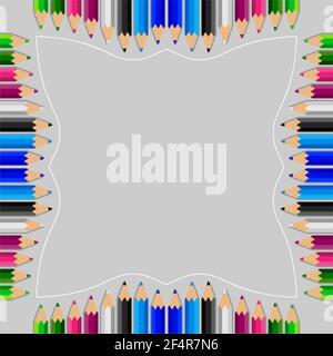 Color Pencils Set with Push Pin Vector Illustration Stock Vector