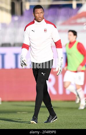 Florence, Italy. 21st Mar, 2021. Dusan Vlahovic (ACF Fiorentina) during ACF  Fiorentina vs AC Milan, Italian football Serie A match in Florence, Italy,  March 21 2021 Credit: Independent Photo Agency/Alamy Live News