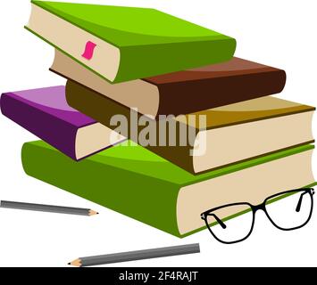 Book Pencil Spectacle Vector Illustration Stock Vector