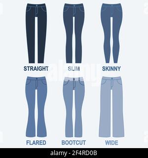 Different types of trousers and their names Stock Vector