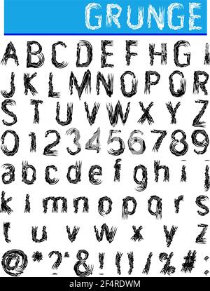 Grunge Alphabet, Font Set Vector Art Stock Vector