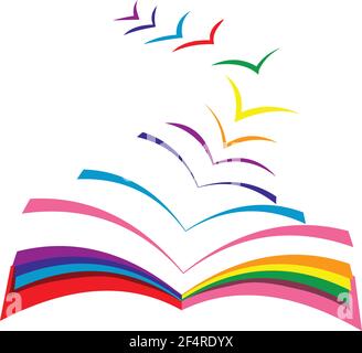 Education freedom  books and birds conceptual illustartion Stock Vector