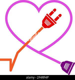 Plug Male Female Heart Shape Connection Icon Design Vector Art Illustration Stock Vector