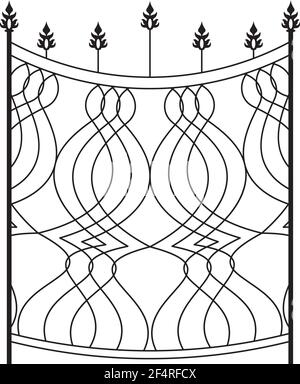 Wrought Iron Gate, Ornamental Design Vector Illustration Stock Vector