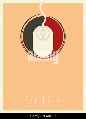 Computer Mouse Minimal Design Vector Art Illustration Stock Vector
