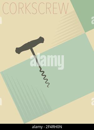 Corkscrew Opener Minimal Design Vector Art Illustration Stock Vector