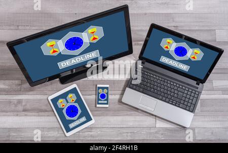 Deadline concept shown on different information technology devices Stock Photo