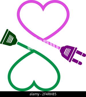 Plug Male Female Heart Shape Connection Icon Design Vector Art Illustration Stock Vector
