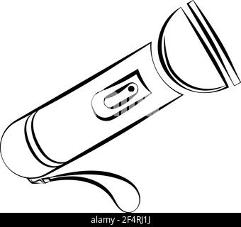Flashlight Icon Calligraphic, Flash Light Isolated Icon Vector Art Illustration Stock Vector