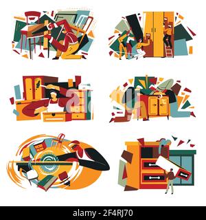 Furniture production and carpentry hobby of men Stock Vector