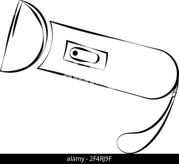 Flashlight Icon Calligraphic, Flash Light Isolated Icon Vector Art Illustration Stock Vector