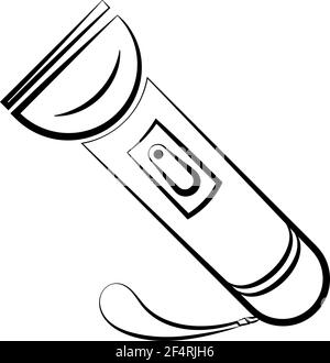 Flashlight Icon Calligraphic, Flash Light Isolated Icon Vector Art Illustration Stock Vector