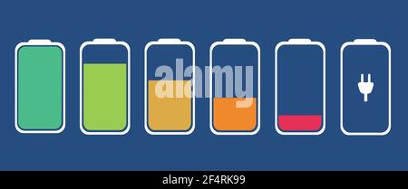 Battery icons set. Battery charging charge indicator icon. Stock Vector
