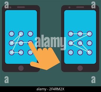 Smartphone Unlock Pattern Gesture Vector Illustration Stock Vector