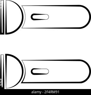 Flashlight Icon Calligraphic, Flash Light Isolated Icon Vector Art Illustration Stock Vector