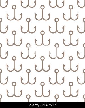 Fish Hook Seamless Pattern Vector Illustration Stock Vector
