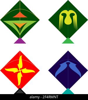 Kite Design Collection Vector Art Illustration Stock Vector