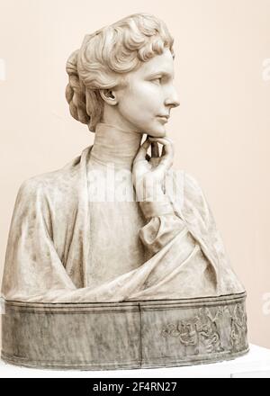 Rome, Italy - Oct 04, 2018: Princess Emily Doria Pamphilj , sculpture in the house-museum of Pietro Canonica, Rome Stock Photo