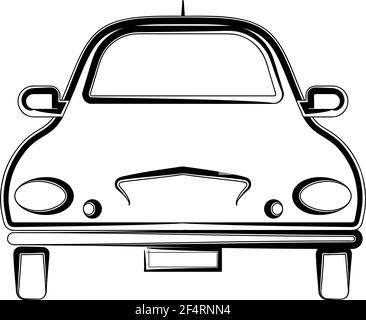Car Calligraphic Front View, Stylish Car Design Vector Art Illustration Stock Vector