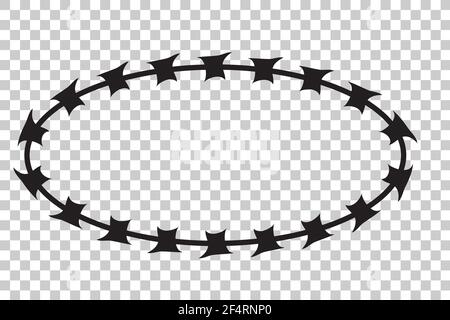 Vector Frame Silhouette Barbed Wire, Oval Shape Stock Vector