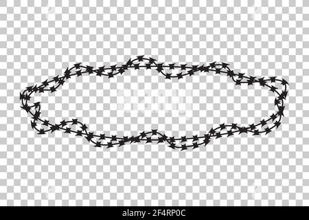 Vector Frame Silhouette Barbed Wire, Oval Shape Stock Vector