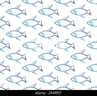 Fish Seamless Pattern Vector Illustration Stock Vector
