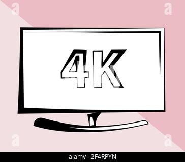 4K TV Icon Vector Illustration Stock Vector