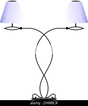 Wrought Iron Table Floor Lamp Vector Illustration Stock Vector