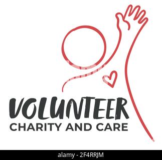 Volunteer charity and care, minimalist emblem Stock Vector