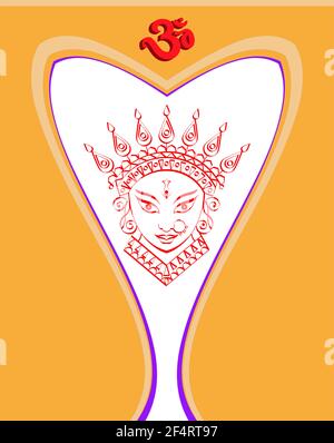 Durga Goddess Of Power, Divine Mother Of The Universe Design, Vector Art Illustration Stock Vector