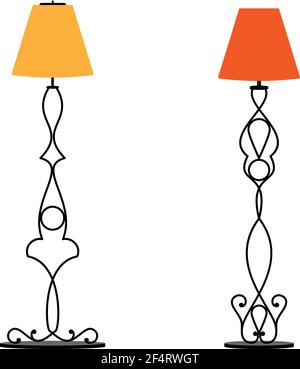 Wrought Iron Table Floor Lamp Design Vector Art Illustration Stock Vector