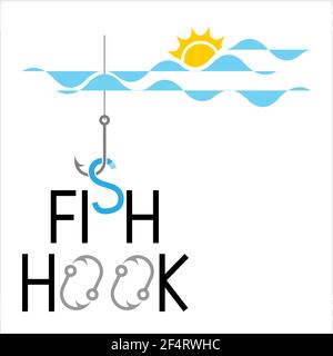 Fishing Hook Icon Design Set Vector Art Illustration Stock Vector
