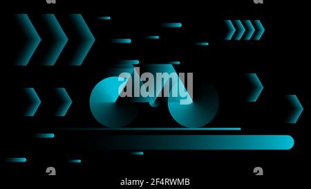 Blue bicycle hologram wireframe style on black background vector illustration. Stock Vector