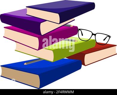 Book Pencil Spectacle Vector Illustration Stock Vector